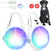 2 Pack LED Dog Collar Lights – Rechargeable Clip-On RGB Safety Lights, Waterproof & Lightweight Pet Lights for Night Walking